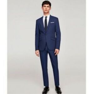 Zara Men’s 2 Piece Navy Blue Cool Comfort Suit 36 Classic